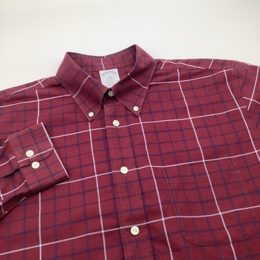 Brooks Brothers 1818 Regent Non Iron Long Sleeve Button Up‎ Shirt Red Size L.